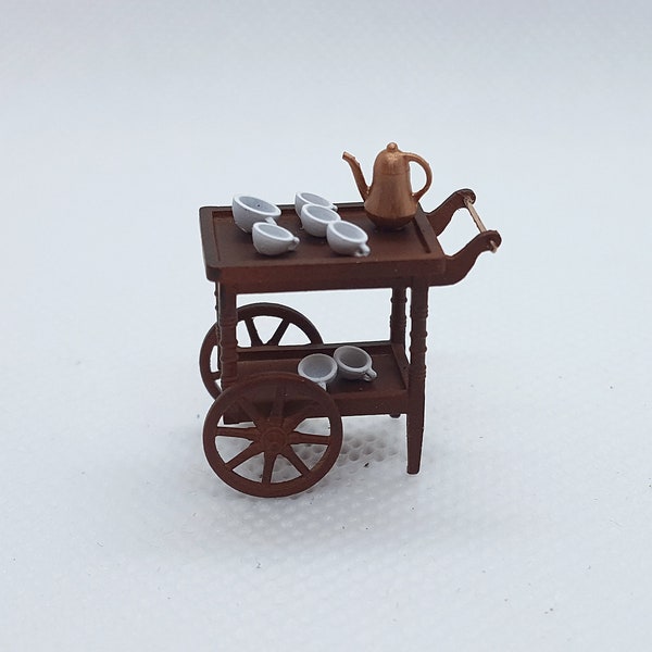 1:48 Scale 1900's Tea Cart Set (unpainted resin, phosphor bronze wire)