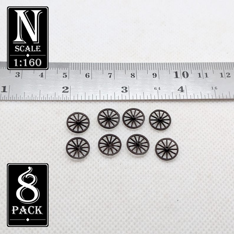 1:160 N Scale - 60" Wagon Wheel x8 (unpainted resin) image 2