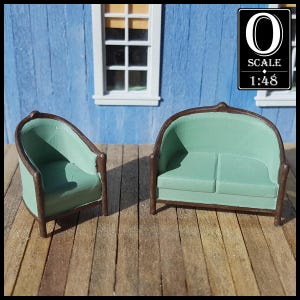 1:48 Scale 1920&#39;s Chair & Couch Set (unpainted resin)