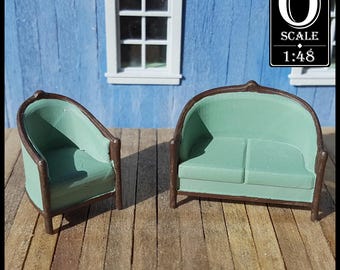 1:48 Scale 1920's Chair & Couch Set (unpainted resin)