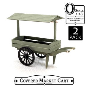 1:48 Scale - 2 PACK - Market Cart Kits (unpainted wood, laserboard, resin)