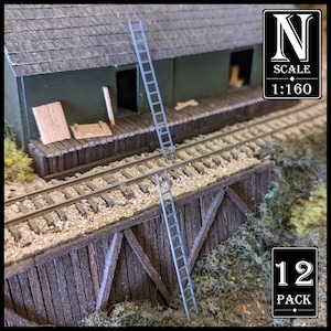 1:160 N Scale 19&#39; Ladders x12 (unpainted LaserBoard)