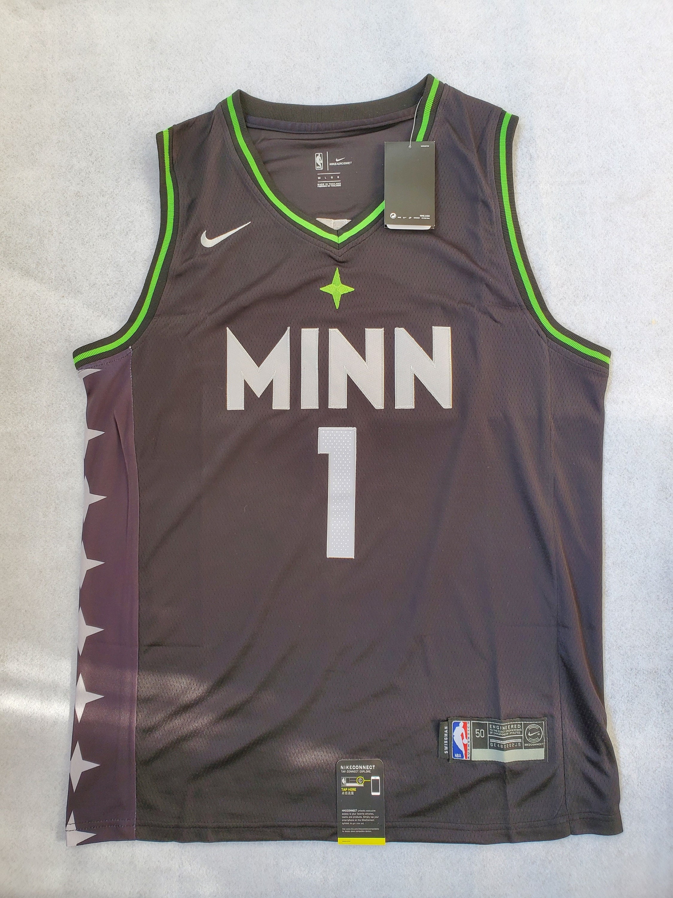 Men's 1 Anthony Edwards Basketball Jersey Timberwolves Etsy