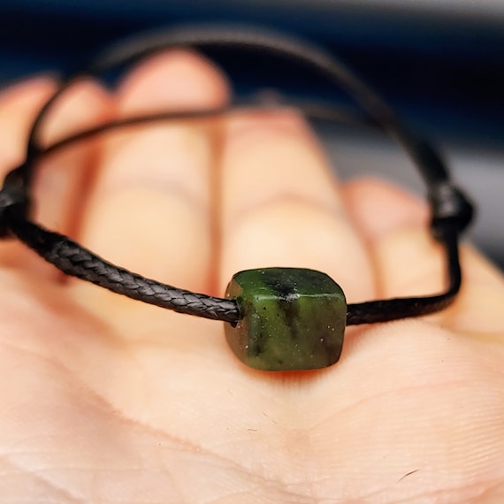 New Zealand Greenstone Pounamu Simplistic Cord Bracelet Etsy