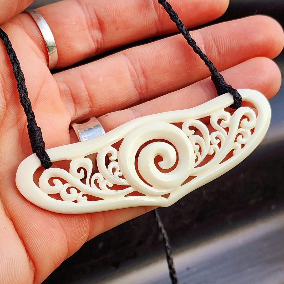Plate Koru Natural Maori Bone Carving Pendant Necklace - Multi Koru Plate - Etsy