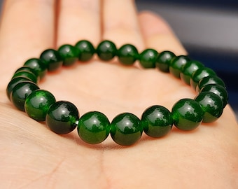 8mm Natural Greenstone Elastic Bracelet