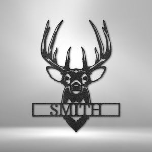 Deer Head Metal Sign, Deer Antler Decor, Deer Hunter Gift, Deer Camp Sign, Christmas Gift For Him, Deer Name Metal Sign, Fathers Day Gift