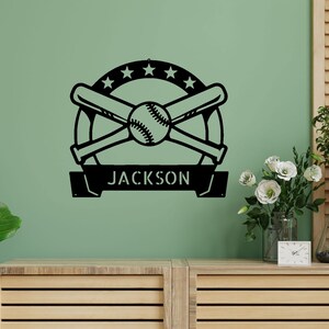 Personalized Baseball Metal Sign: Boys Room Wall Art