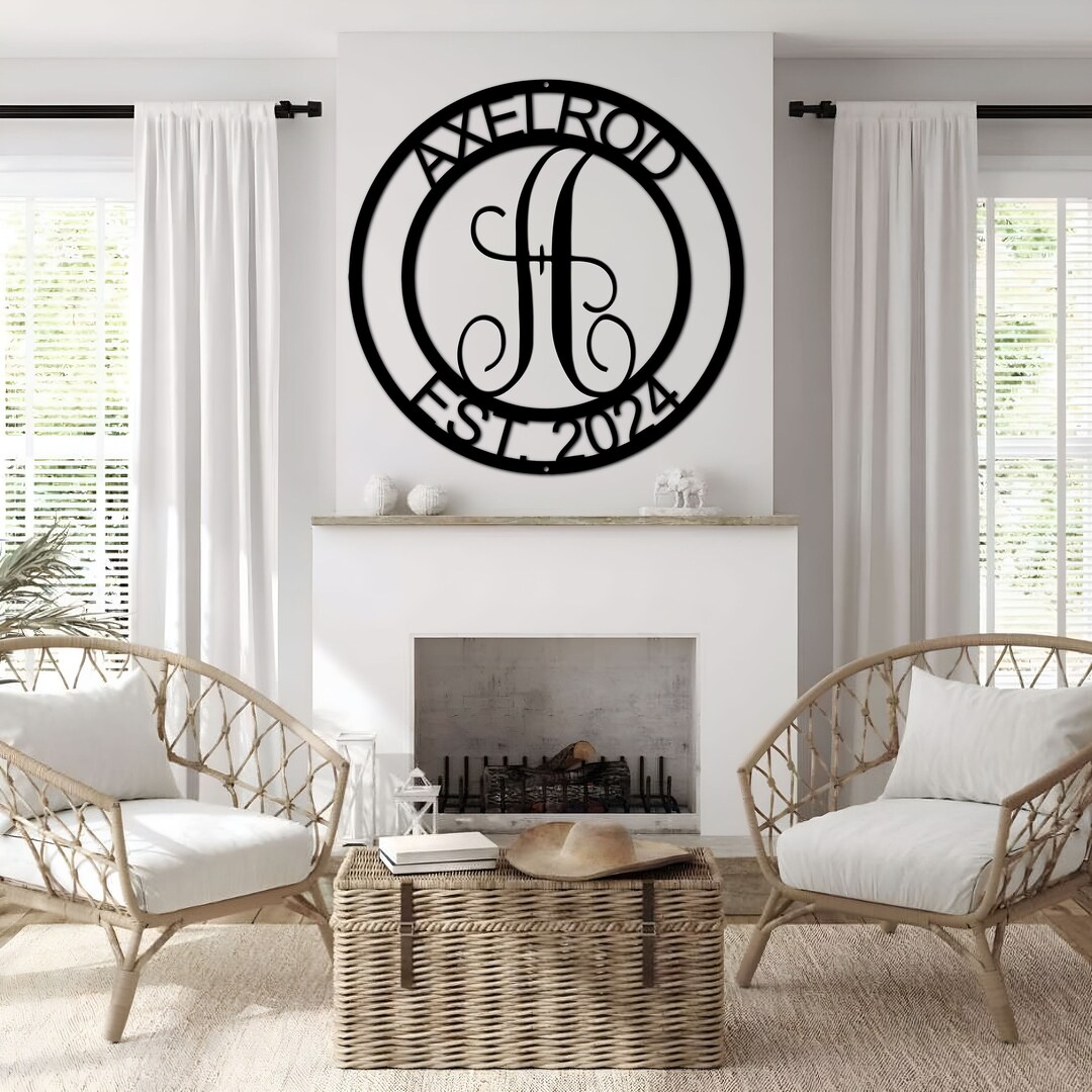 Personalized Family Name Metal Sign: Laser Cut Monogram Door Hanger - Etsy