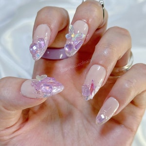Purple Aurora Press on Nails, Glitter Nails, Butterfly Nails, Iridescent Nails, Holographic Nails, Gel Nails