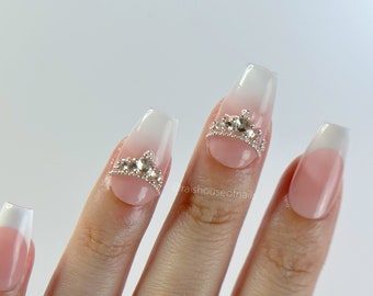 Bridal Press on Nails, Birthday Nails, French Tip Nails, Fake Nails, Acrylic Nails, Coffin Nails, Short Nails