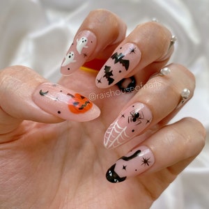 Halloween Press on Nails, Spooky Nails, Fall Nails, Glitter Nails, Fake Nails, Acrylic Nails