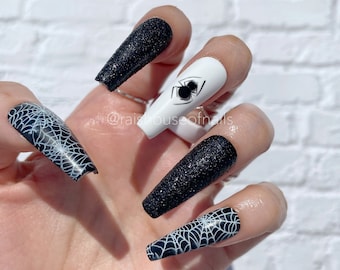 Halloween Press on Nails, Spider Nails, Spooky Nails, Fake Nails, Glue on Nails, Custom Nails