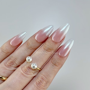 Glazed Donut Press on Nails, Custom Almond Wedding Nails, Luxury Handmade Gift for Her