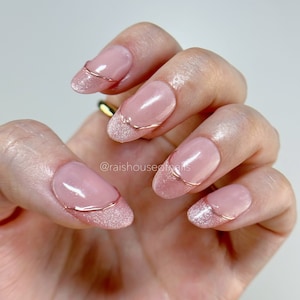 pink velvet with chrome press on nails