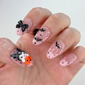 Kawaii Halloween Press on Nails, 3D Fake Nails, Japanese Nail Art, Cute Press ons, Custom Nails, Short Press ons