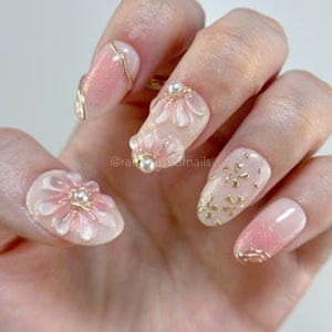 jelly flower press on nails