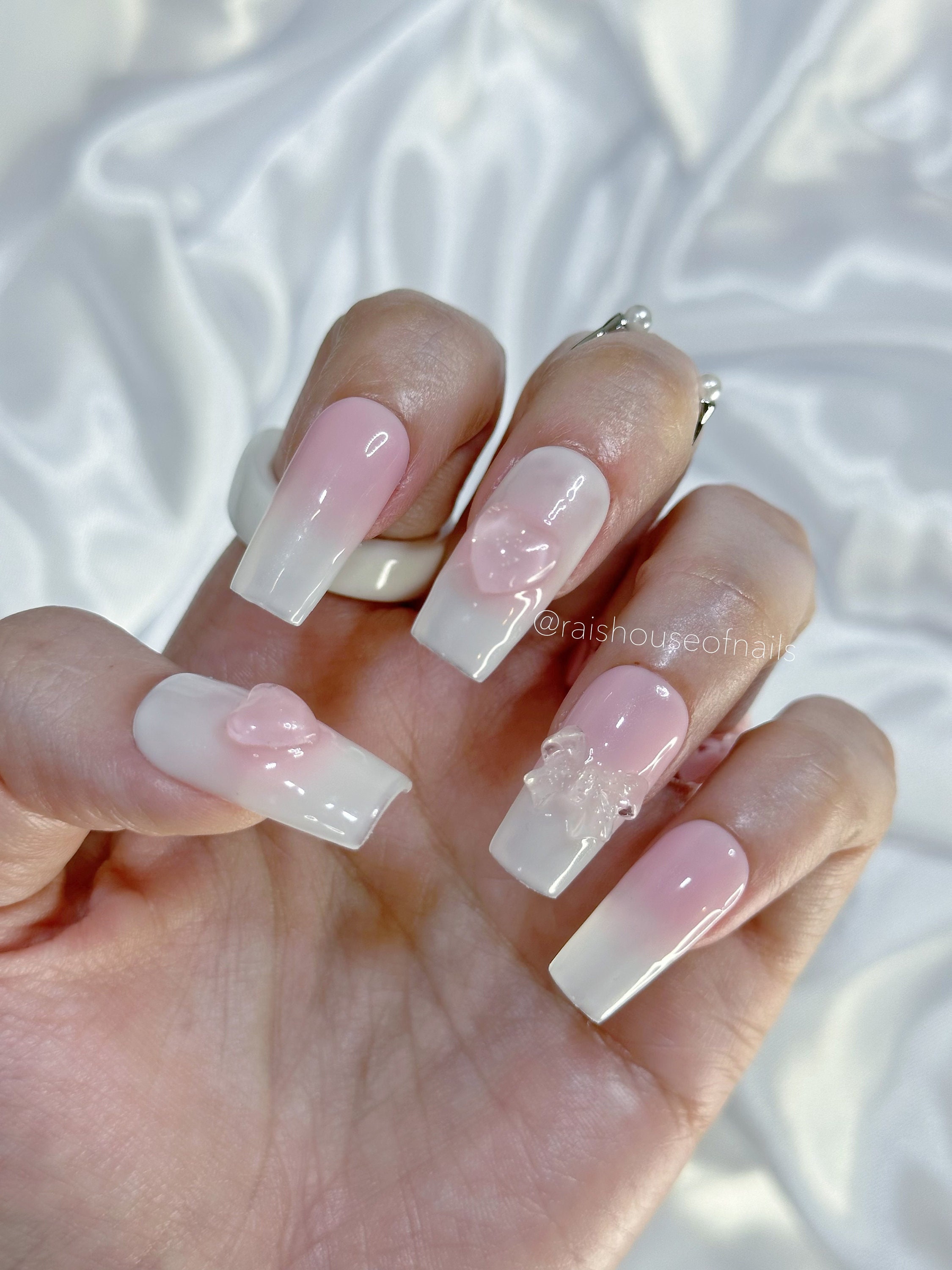 NEW Ted Lapidus Ombre Silicone Pink Dial White Crystal White/Grey OMBRE GEL RARE Soft Pink Ombre Glitter Semi Cured Nail Strips | Mystery  main image 2
