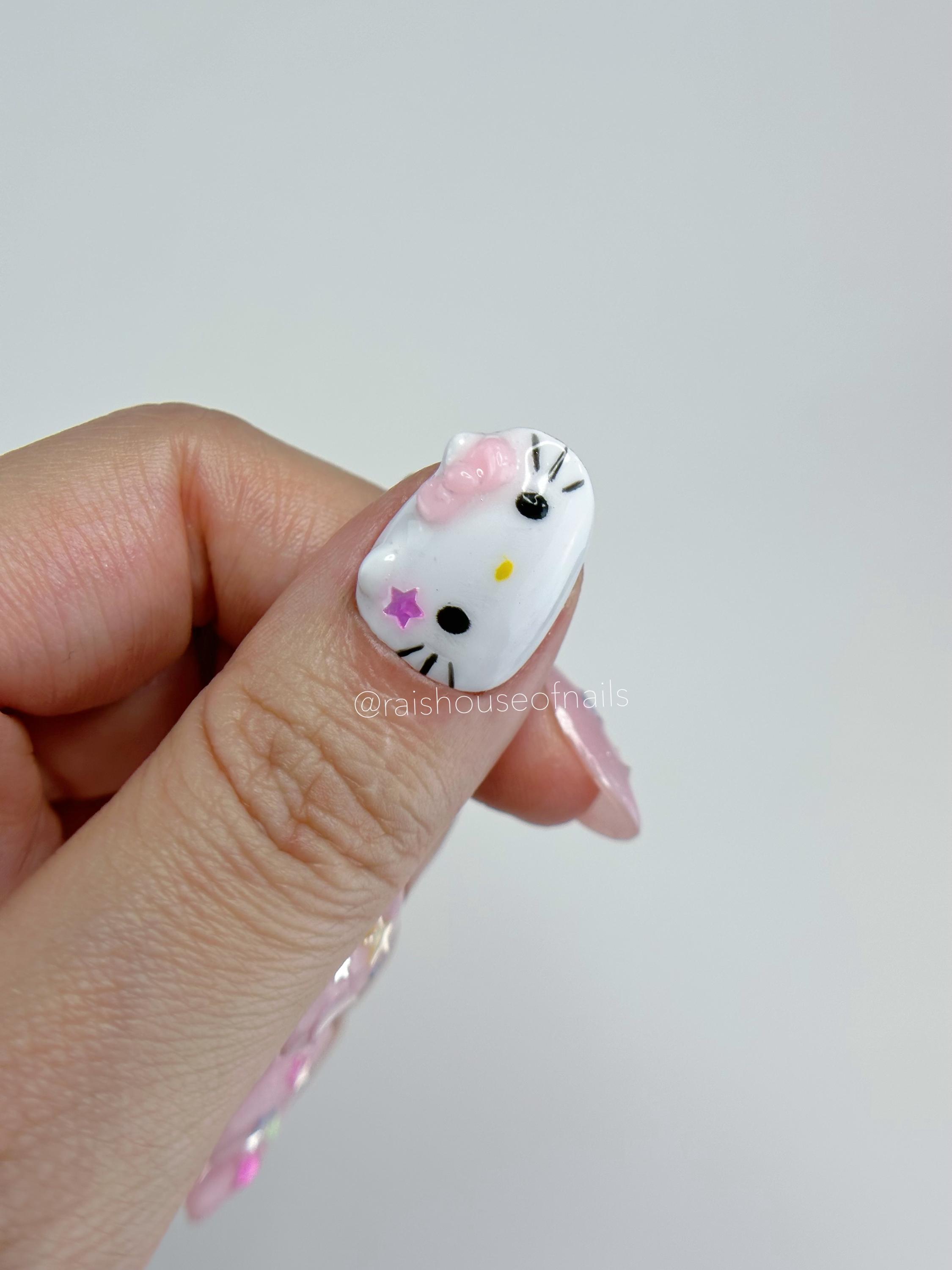 かわいい猫ちゃんのつけ爪（3D猫チャーム、星、月付き） - Etsy 日本