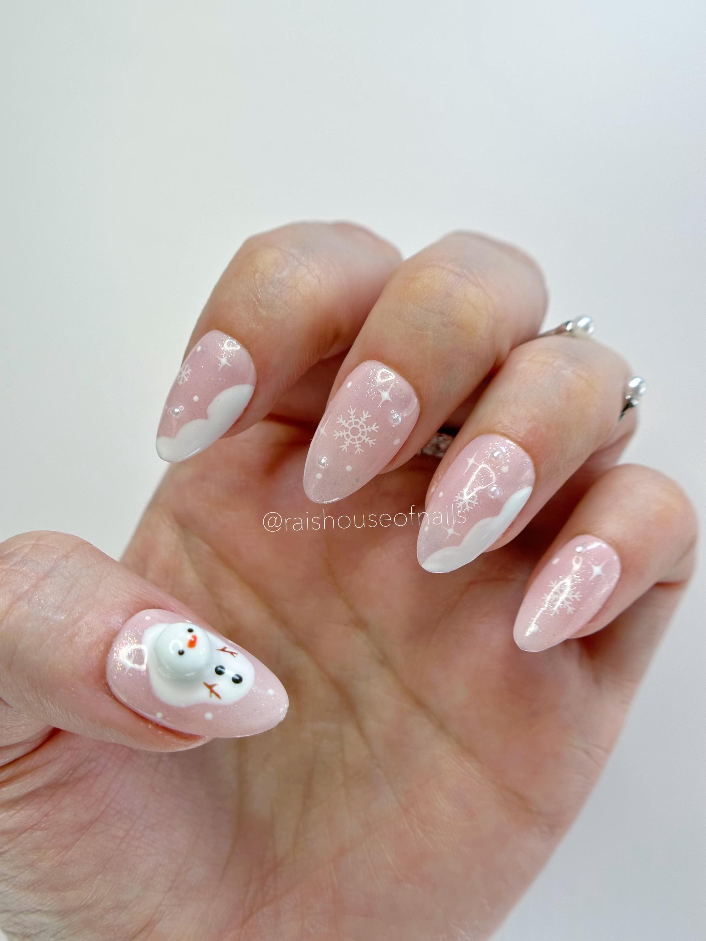 スノーマン3Dプレスオンネイル、冬のホリデーネイルアート - Etsy 日本