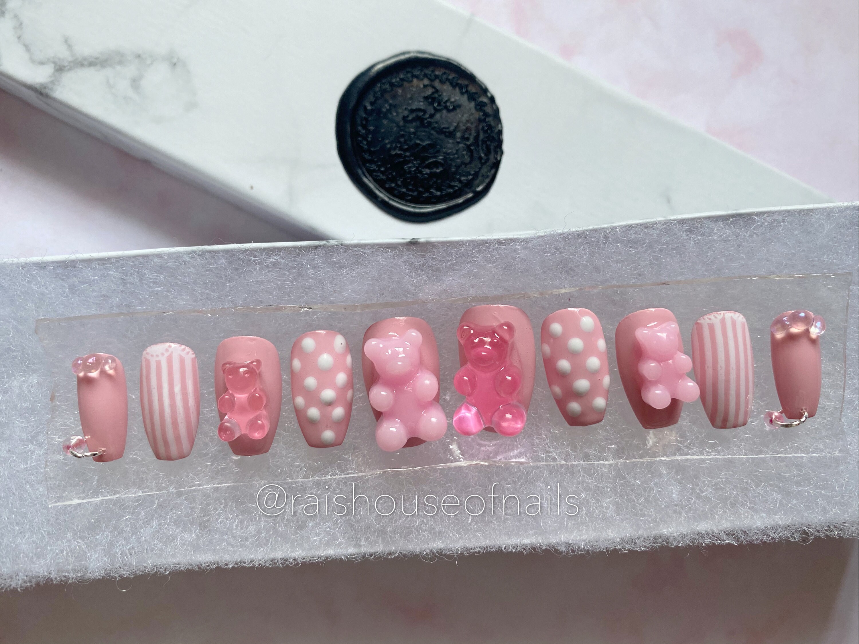 3D Candy Gummy Bear Press on Nails Cute Short Fake Nails - Etsy