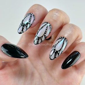 butterfly iridescent wings press on nails