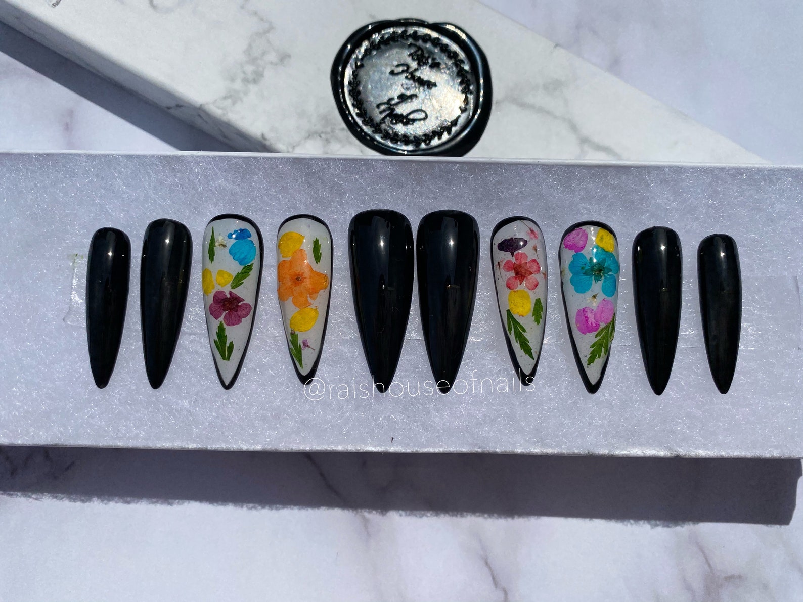 Dried Flowers Press on Nails Milk Bath Fake Nails Milky Etsy