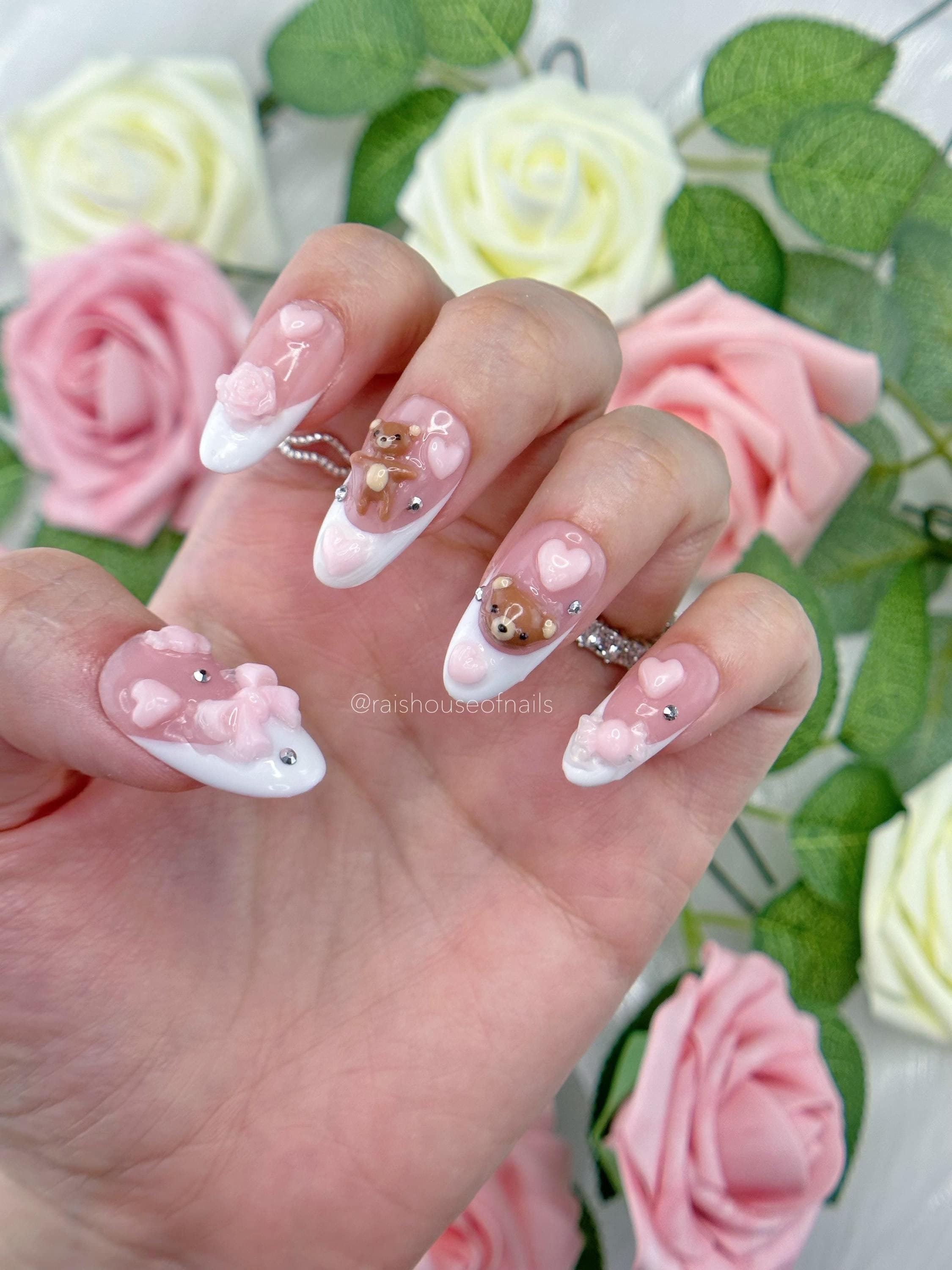 かわいい 3D プレスオンネイル、かわいいネイルアートプレスオン  