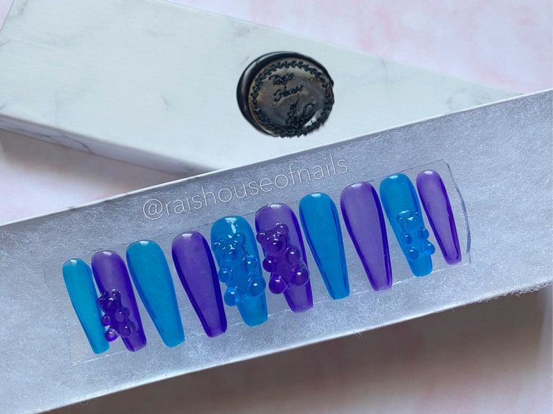 Gummy Bear Jelly in Blue and Purple Press on Nails Custom | Etsy