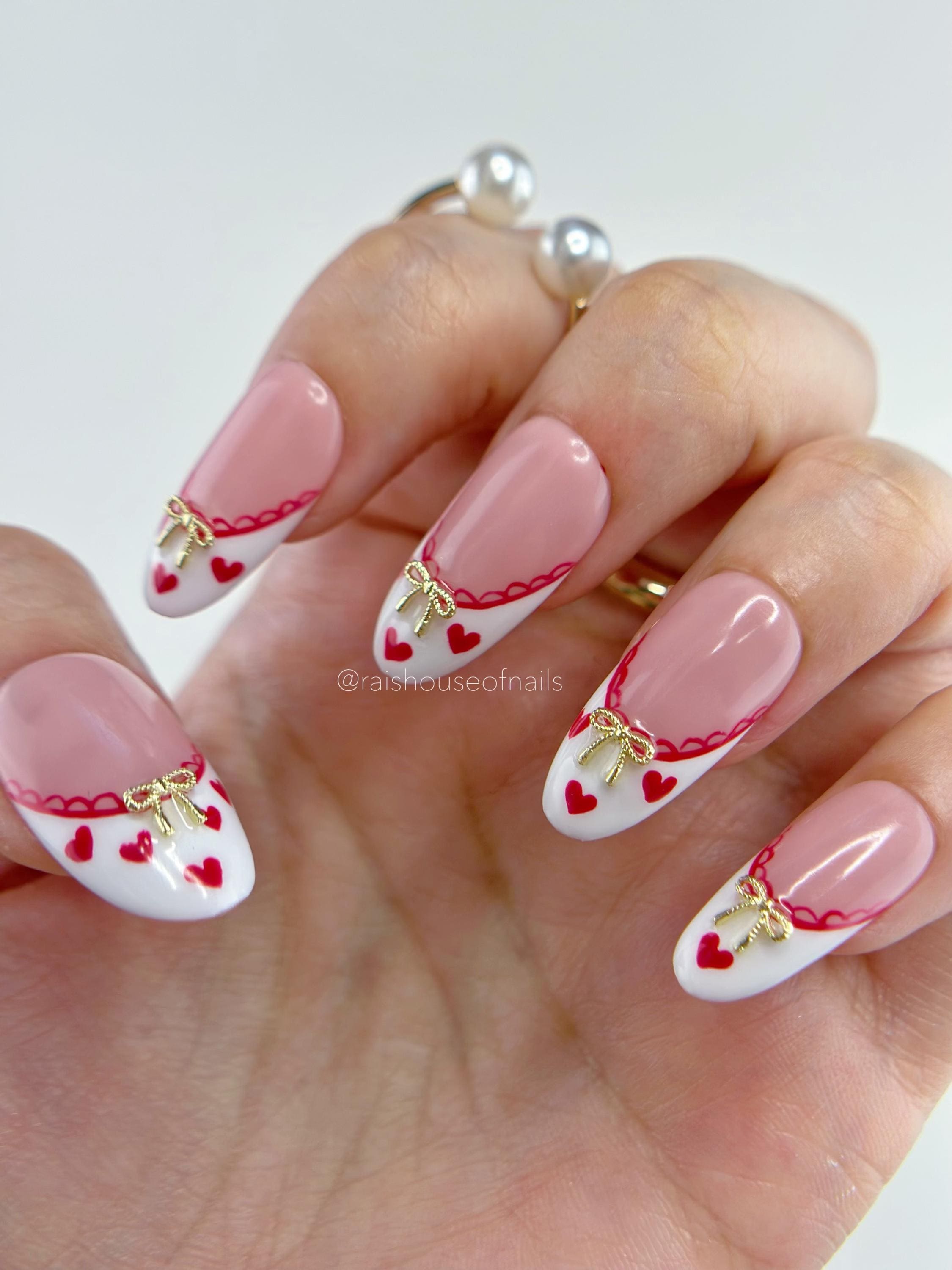 Künstliche Fingernägel Mit Herz & Stern – 24 Stück, Lang, Sarg-Form, Goldfolie & Mattes Rosa