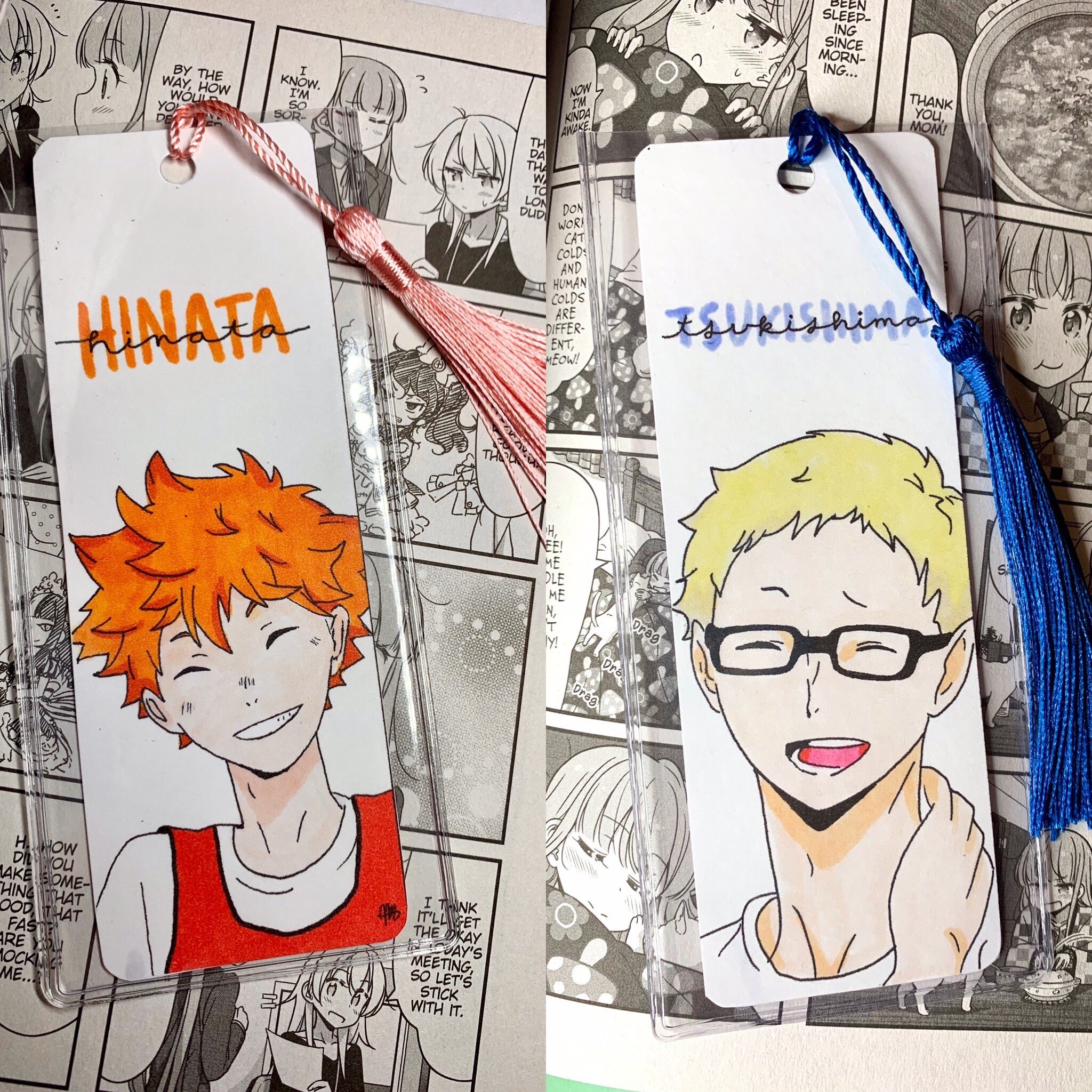 haikyuu bookmarks hinata kageyamakenmaetc etsy