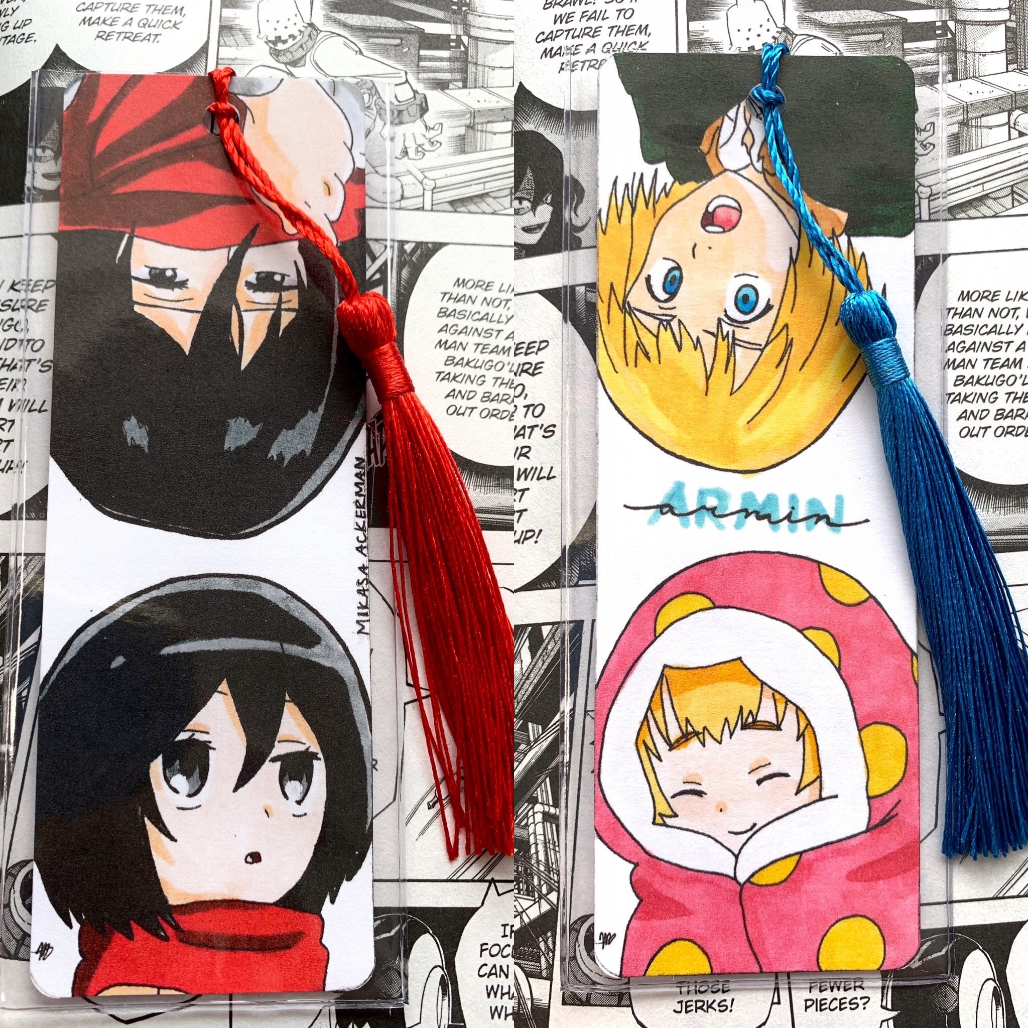 AOT Bookmarks attack on Titan Eren Mikasa Levi Armin | Etsy