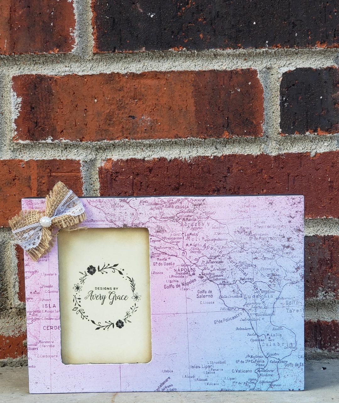 Map Frame Vintage Map Frame Add Your Own Photo Etsy