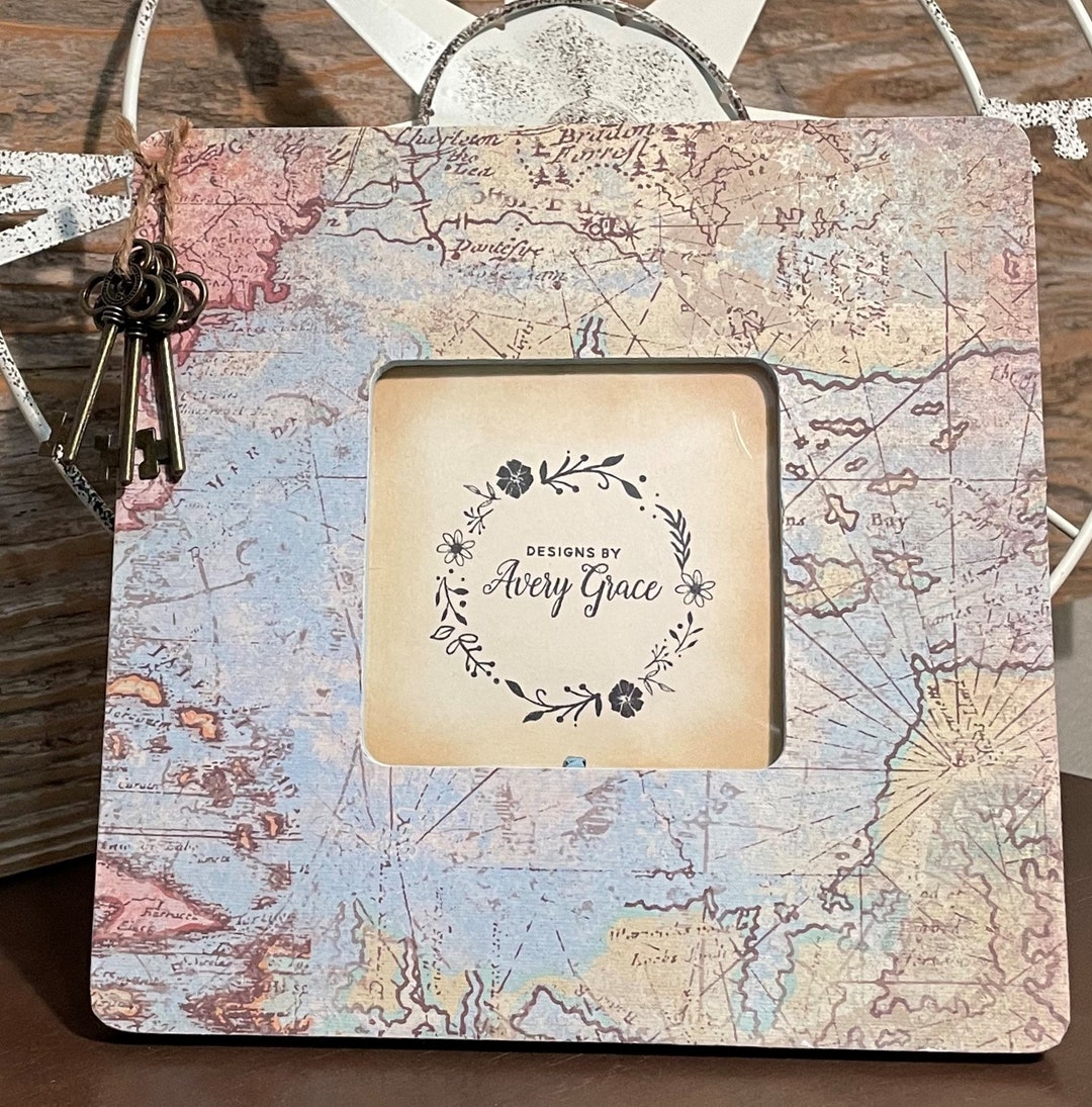 Keys to Adventure Framemap Decoupaged Frame...add Your Own Etsy