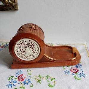 Scatola per tende, distributore di sigarette in legno e bachelite art deco