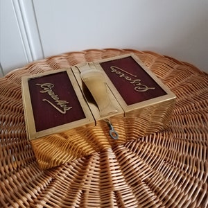 Scatola o umidificatore per sigari e sigarette art deco con interno in ottone e legno