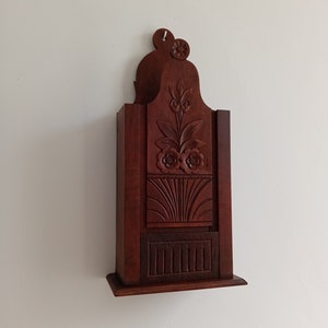 Vintage French old salt box in carved wood