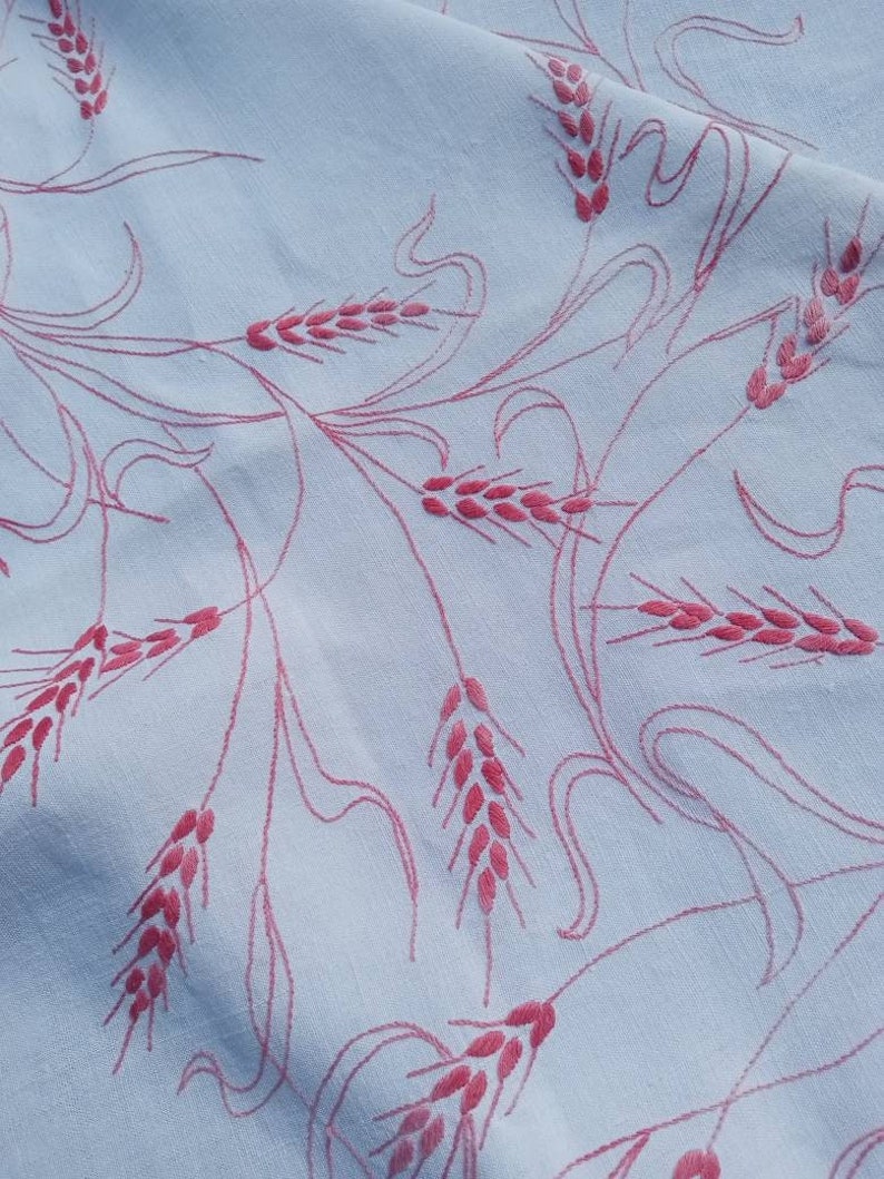 Large hand-embroidered shops tablecloth ears of wheat