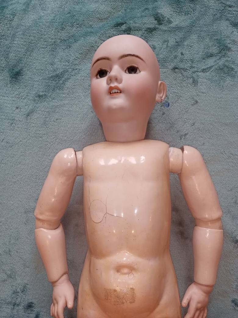 Antique 1890th HANDWERK Germany Victorian Bisque Head Doll H23