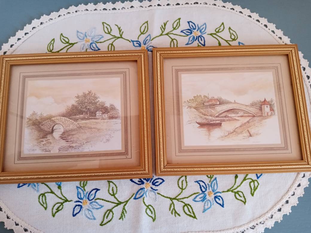 Paire de Petits Cadres Vintage