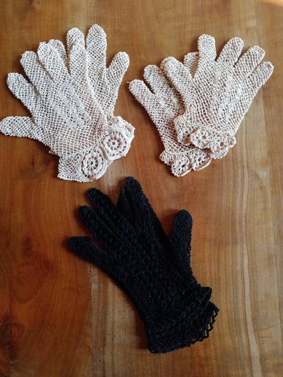 LOT De 3 Paires De Gants Tricot à Picots