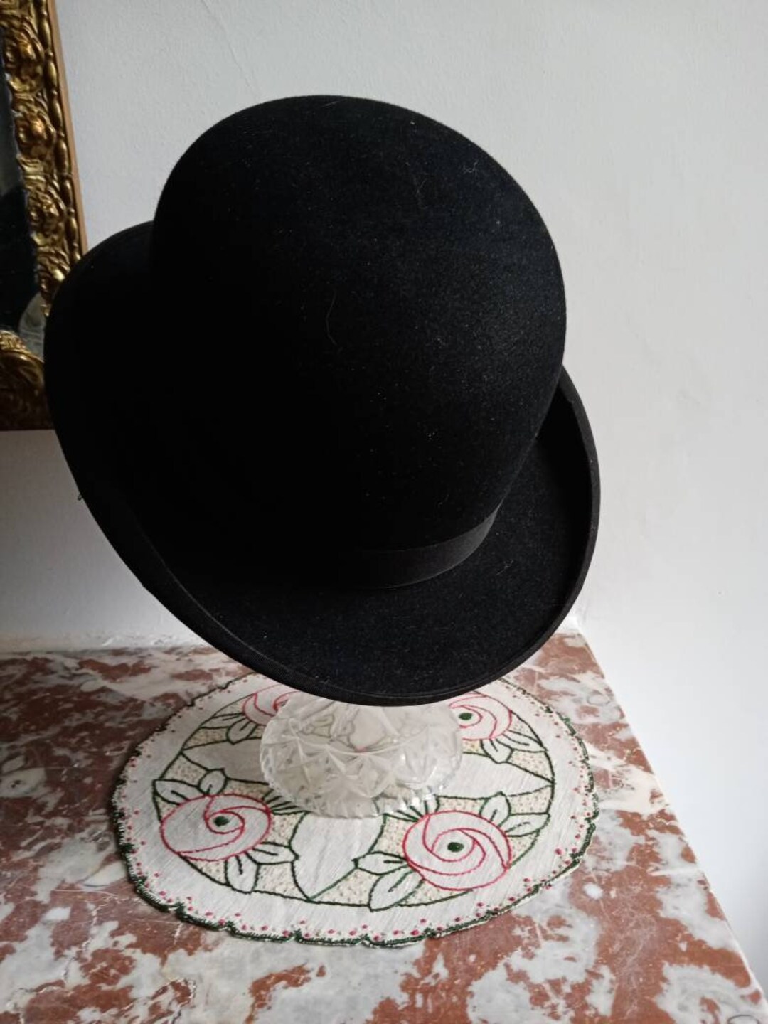 Chapeau Melon Ancien 1900 - Noir Taille 57 - France Rouen - Vintage