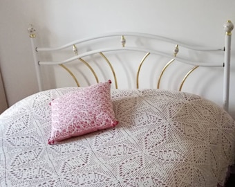 Tagesdecke, Vintage-Häkeldecke aus weißer durchbrochener Baumwolle für Doppelbett
