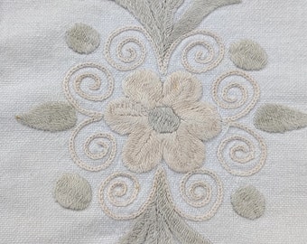 Tablecloth, rectangular table runner with hand embroidery and crochet border