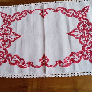 Vintage French hand-embroidered cross-stitch placemat image 3