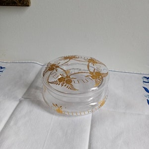 Bonbonnière ou boite  ancienne en verre taillé et doré