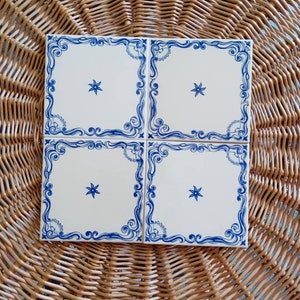 Set of 4 vintage wall tiles, old tiles