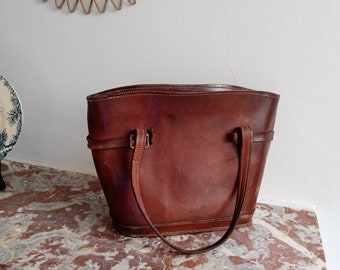 Vintage French fawn leather handbag