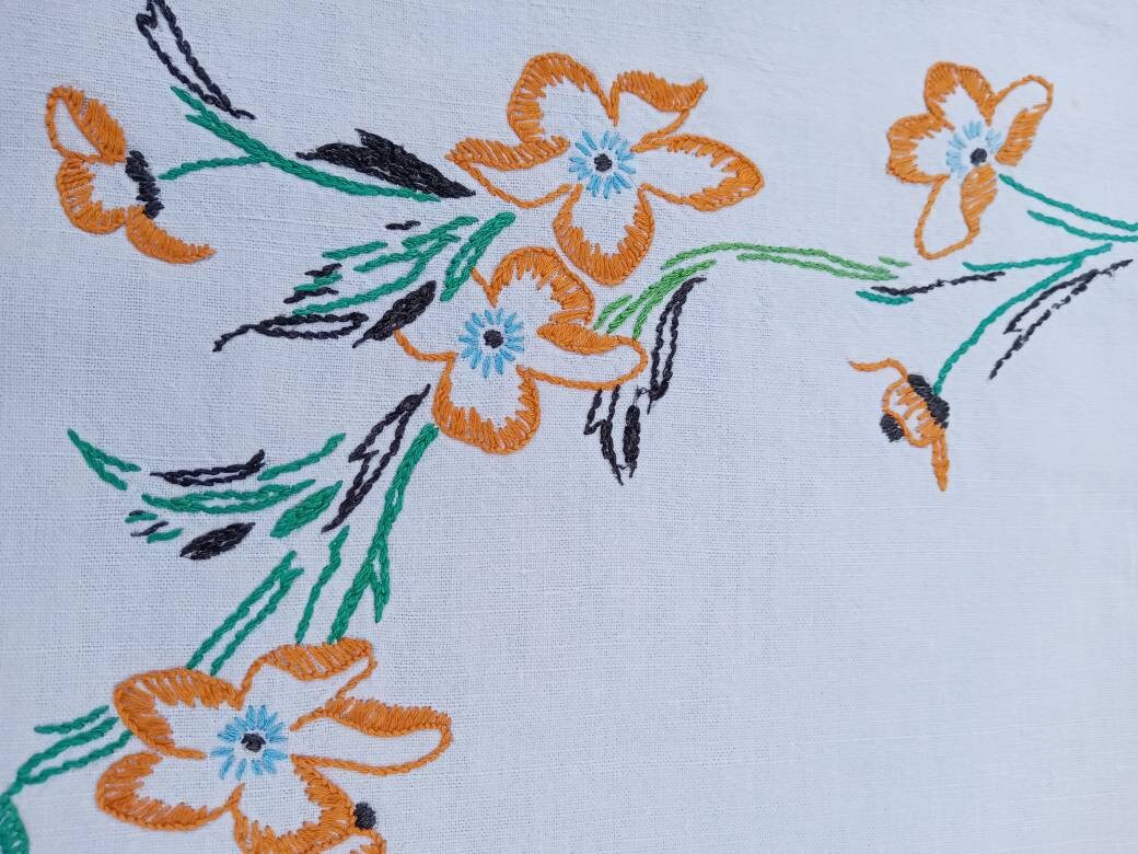 Napperon Vintage Rectangulaire Brodé à La Main