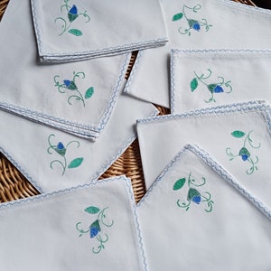Vintage French 8 hand embroidered napkins